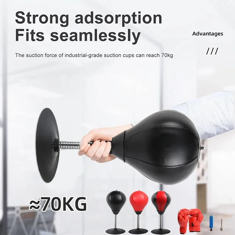 Desk Punching Bag Desktop Toys with Strong Suction Cup Stress Relief Boxing Ball Thai Sports Equipment Kids Adults Relax