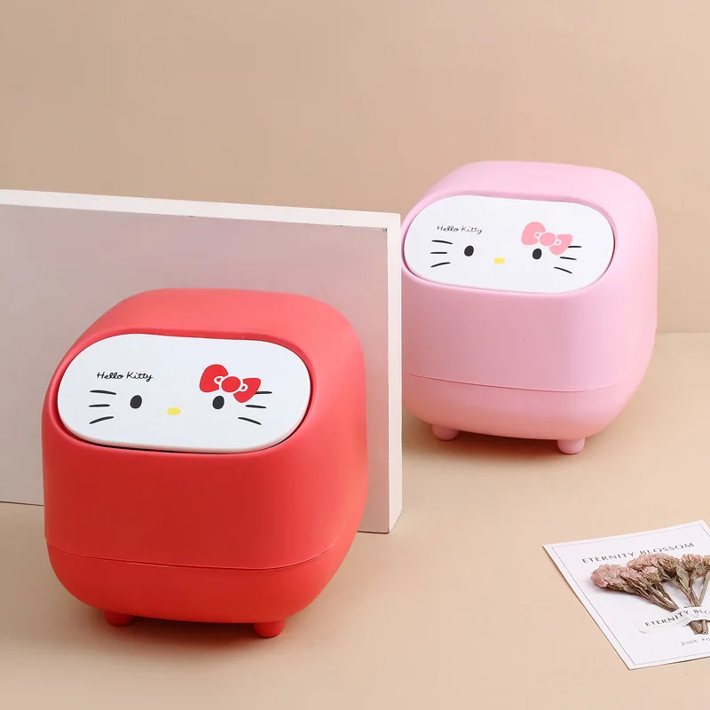 Desktop Trash Can Sanrio Cute Desktop Trash Can Lid Simple Bedhead Office Household Garbage Storage Products