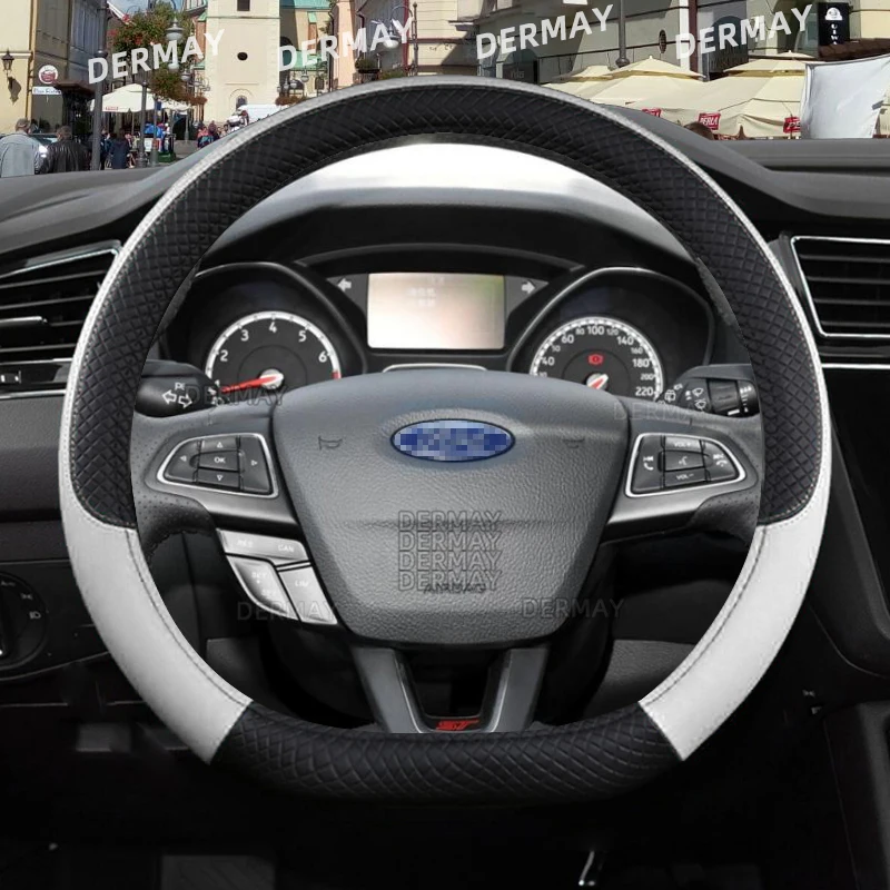 

Для Ford Focus MK1 MK2 MK3 MK4 ST-Line X 1998 ~ 2025 DERMAY чехол рулевого колеса автомобиля 9 цветов, противоскользящие автомобильные аксессуары