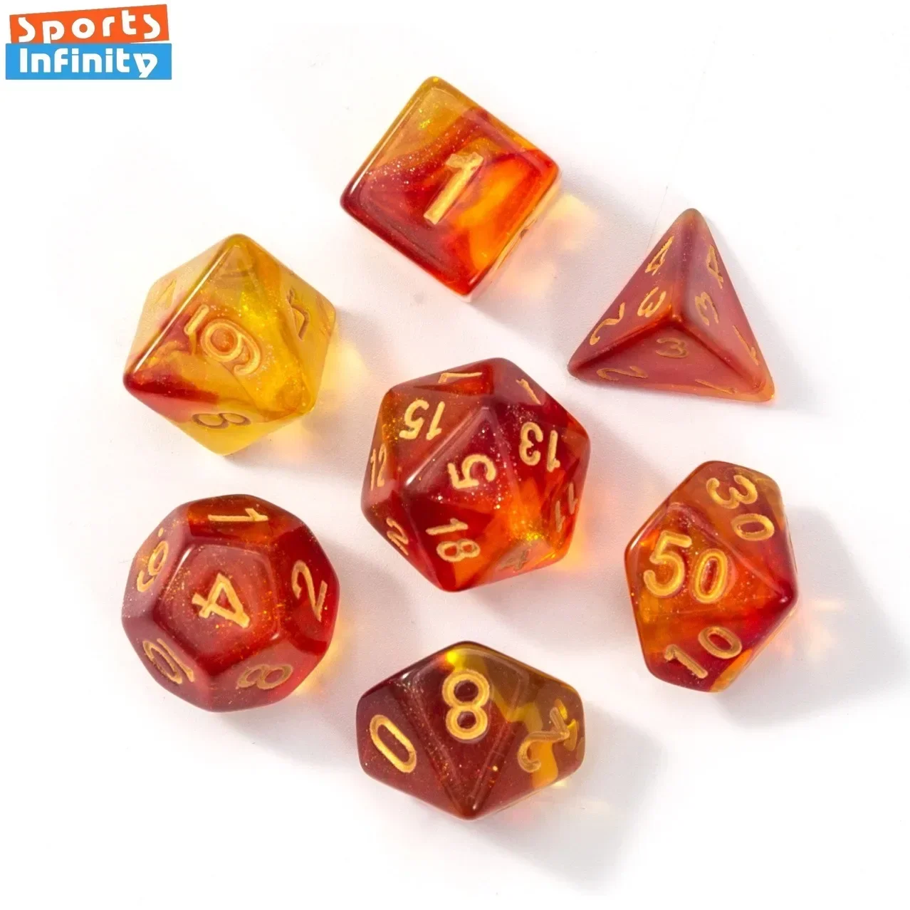 Dual Color Multi Sided Number Dice 7pcs/set for TRPG TPG Cthulhu COC Running Team Table Board Game Dnd Dice Set Polyhedral game dice dice set acrylic dice