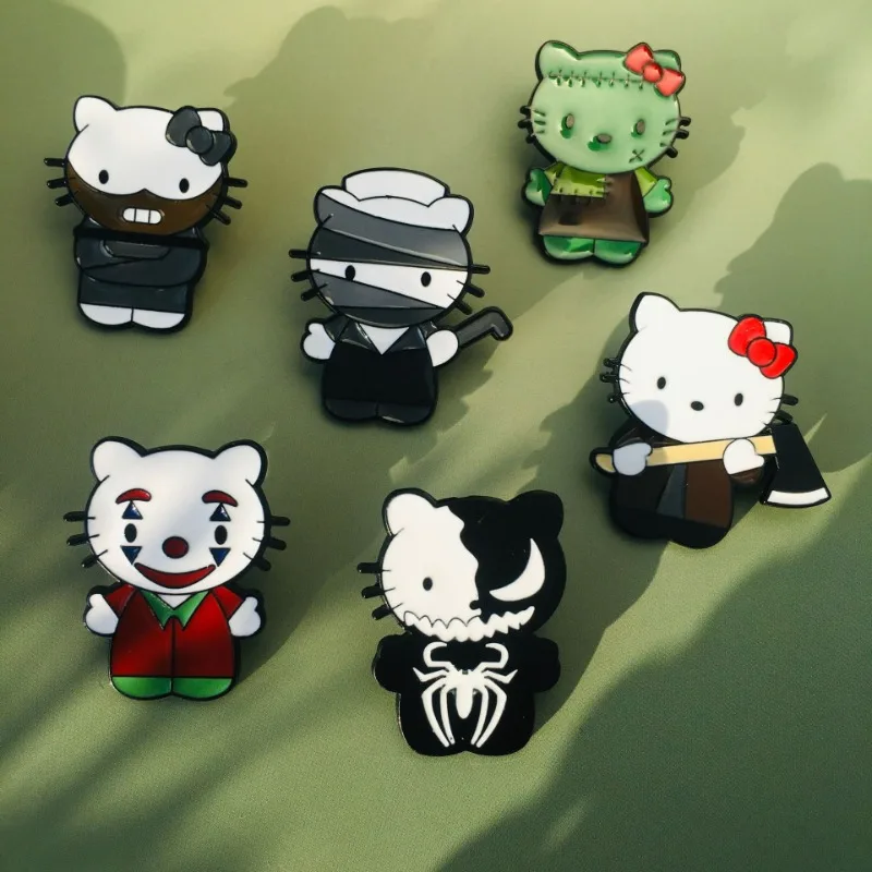 

Hello Kitty Sanrio Anime Kawaii Brooch Cute Cartoon Creative Metal Badge Women's Pins Girl Accessories Couple Decoration Gift