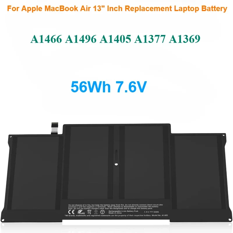 Battery for Apple MacBook Air 13" Inch Replacement Laptop Battery A1466  A1496 A1405 A1377 A1369 56Wh 7.6V Free Tools