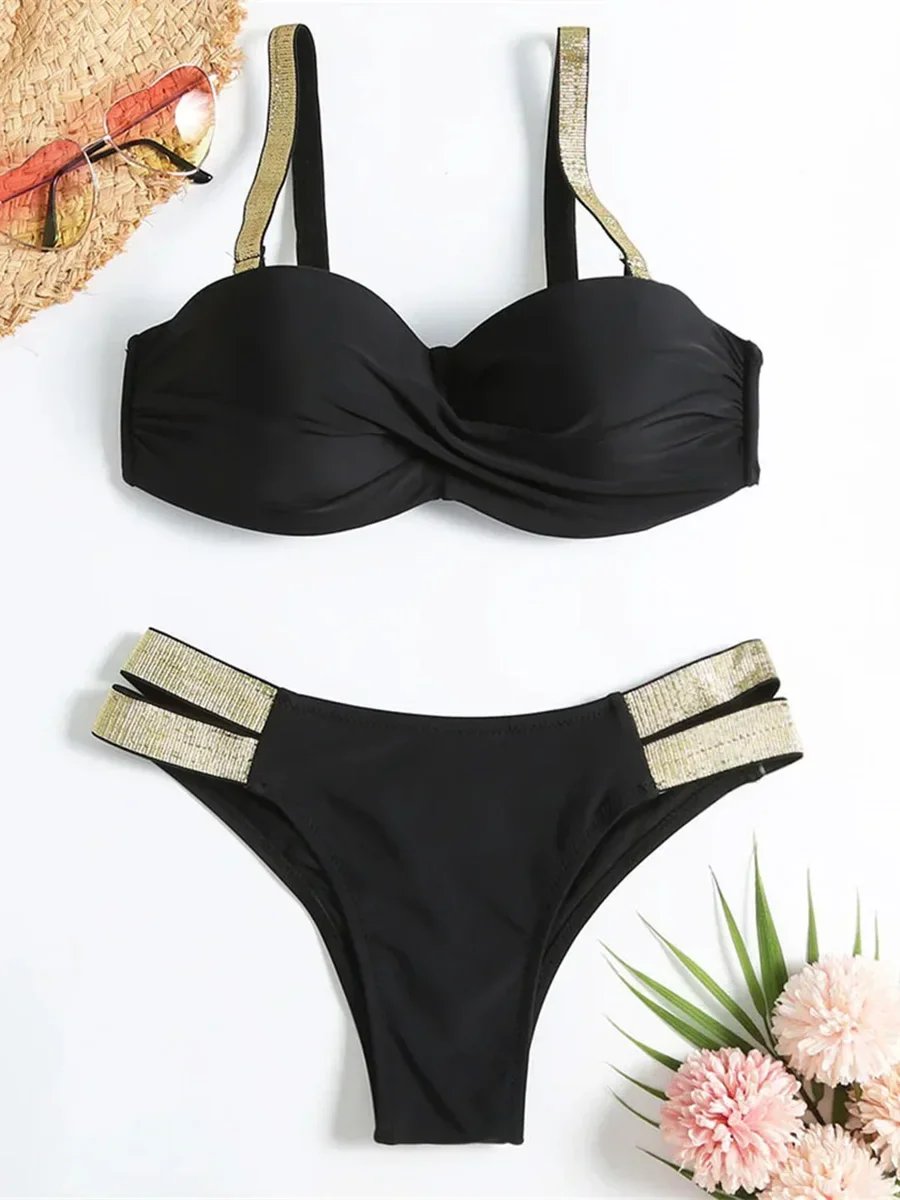 Underwired 푸시 업 비키니 여성 수영복 여성 수영복 2 피스 비키니 세트 브래지어 컵 Bather 수영복 수영 Beachwear