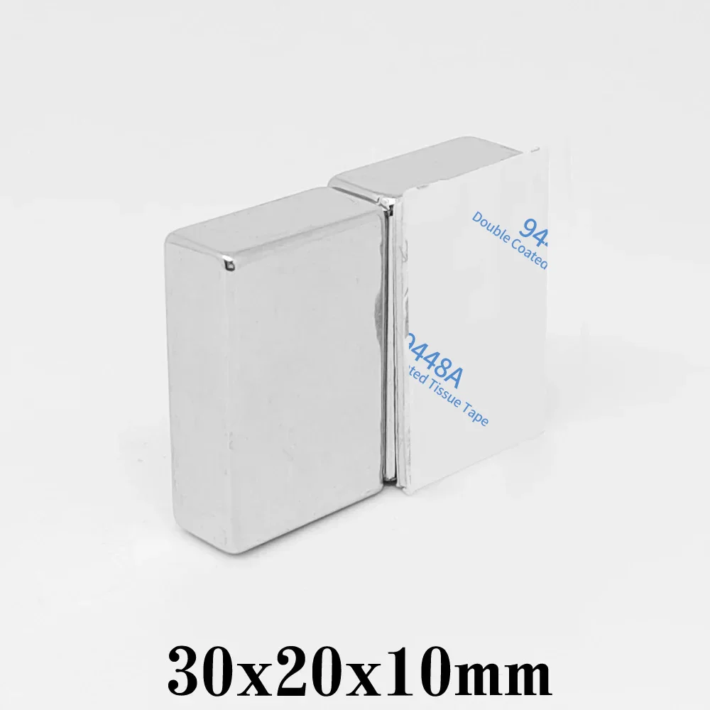 쿼드레이트 초강력 자석, 3M 테이프 포함, 30x20x10mm 블록 네오디뮴 자석, 30x20x10mm