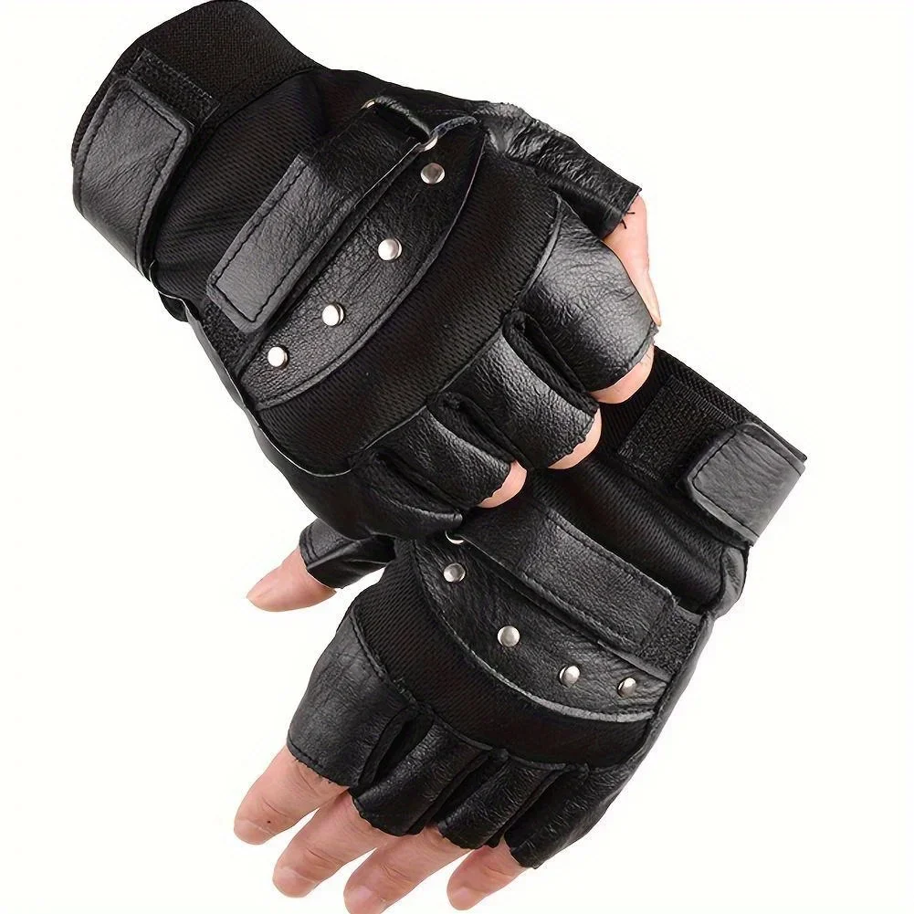 Breathable Half-Finger Sport Gloves - Anti-Slip, Durable Sheepskin Leather for Outdoor Fitness & Cycling, Lightweight