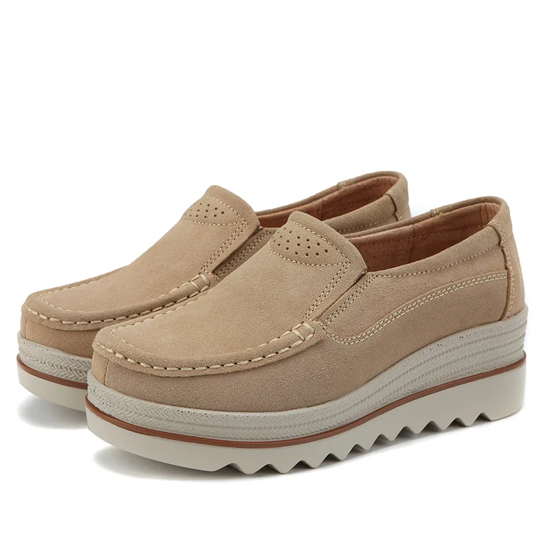 New Spring Autumn Women Flats Shoes Platform Loafers Ladies Suedes Leather Comfort Wedge Fashion Orthopedic Slip On Casual Shoes
