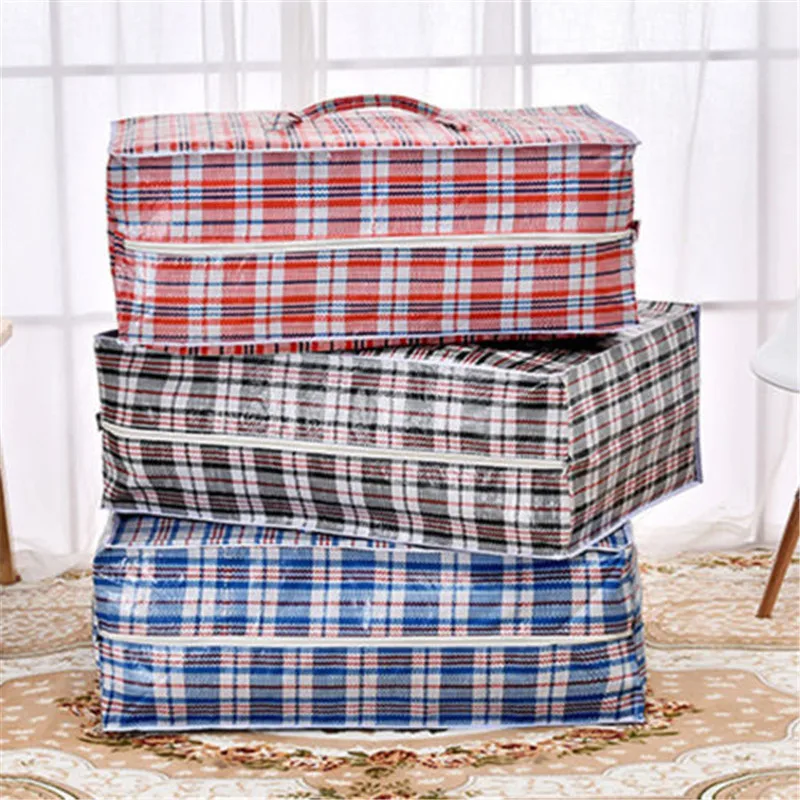 Reusable Plastic Jumbo Laundry Zipped Large Strong Shopping Home Storage Bag Strong Woven Plastic PVC Bags Luggage Cover 4