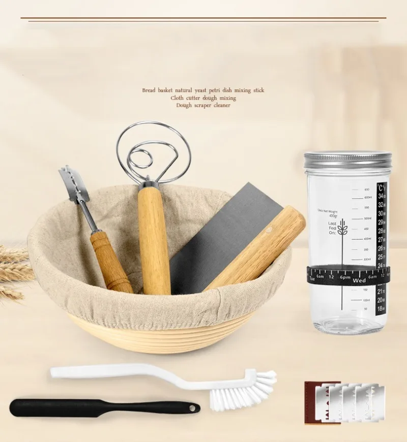 Vereen Lot De 4 Paniers Ronds Pour Pain Et Pâte à Pain, Panier à Banneton Avec Inserts En , Grattoir à Pâte Rond