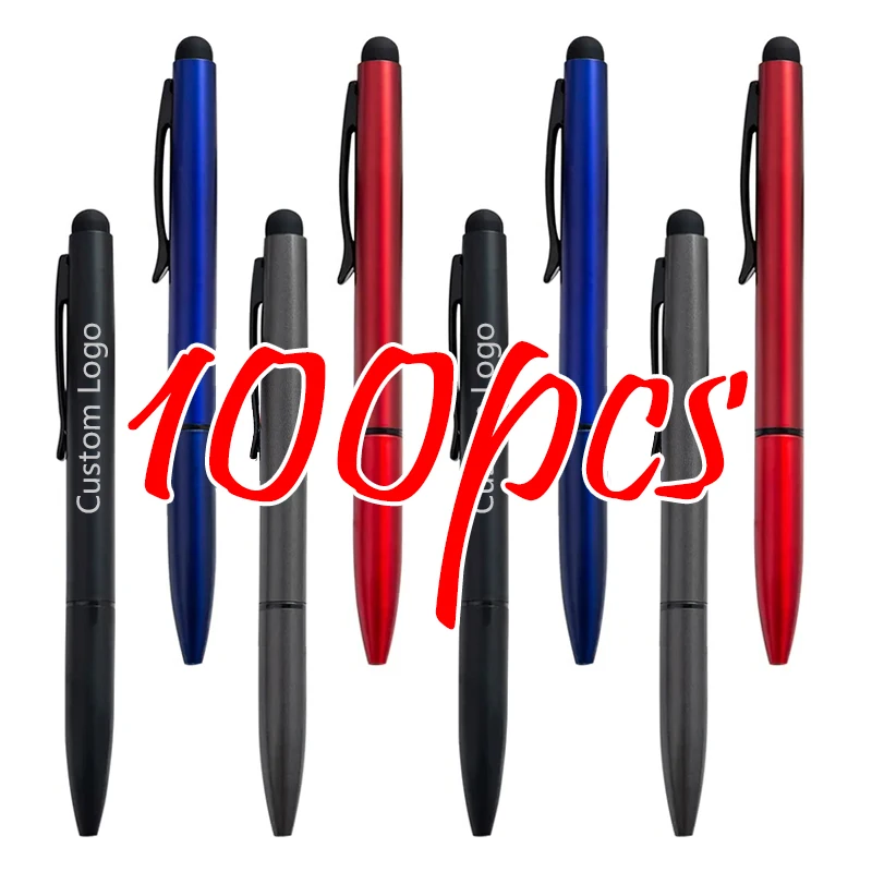 

100pcs Multifunction Metal Touch Pen Custom Logo Ballpoint Pen Stationery Wholesale School Supplies Lettering Engraved Name