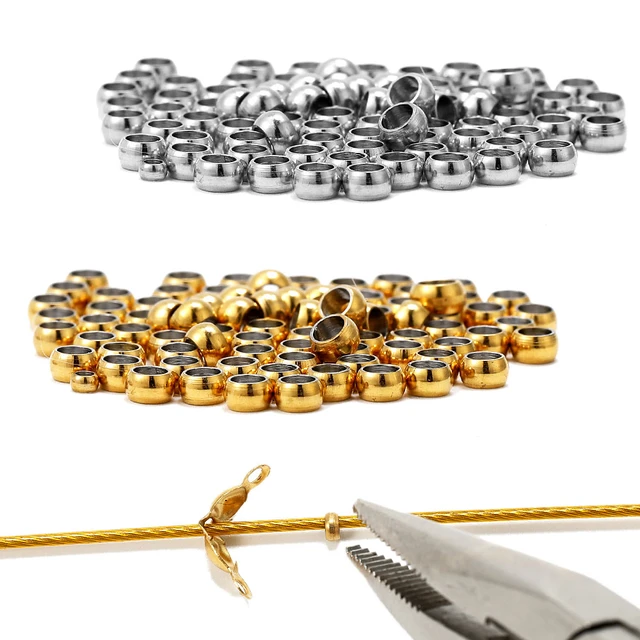 Jewelry Making Findings Supplies  Crimp Beads Jewellery Making - 100pcs  14k Gold - Aliexpress