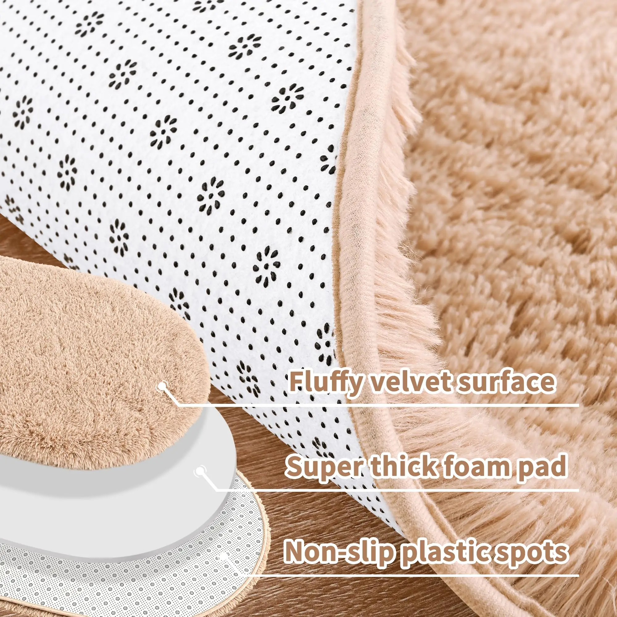 Oval Soft Silkly Plush Carpet Modern Home Decor Living Room Sofa Coffee Table Floor Rug Girl Bedroom Foot Mat Balcony Cushion 3