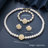 Collier et Bracelets en Imitation de perles pour femmes, élégant, fleur délicate, boucles d'oreilles, polyvalent, quotidien, fête, Banquet, mariage, bijoux cadeaux 4