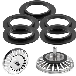 5pcs Rubber Seal Washer Gasket Sink Strainer Washer Stopper Seal Ring Basket Repair Replacement Parts Kitchen Sink Accessories
