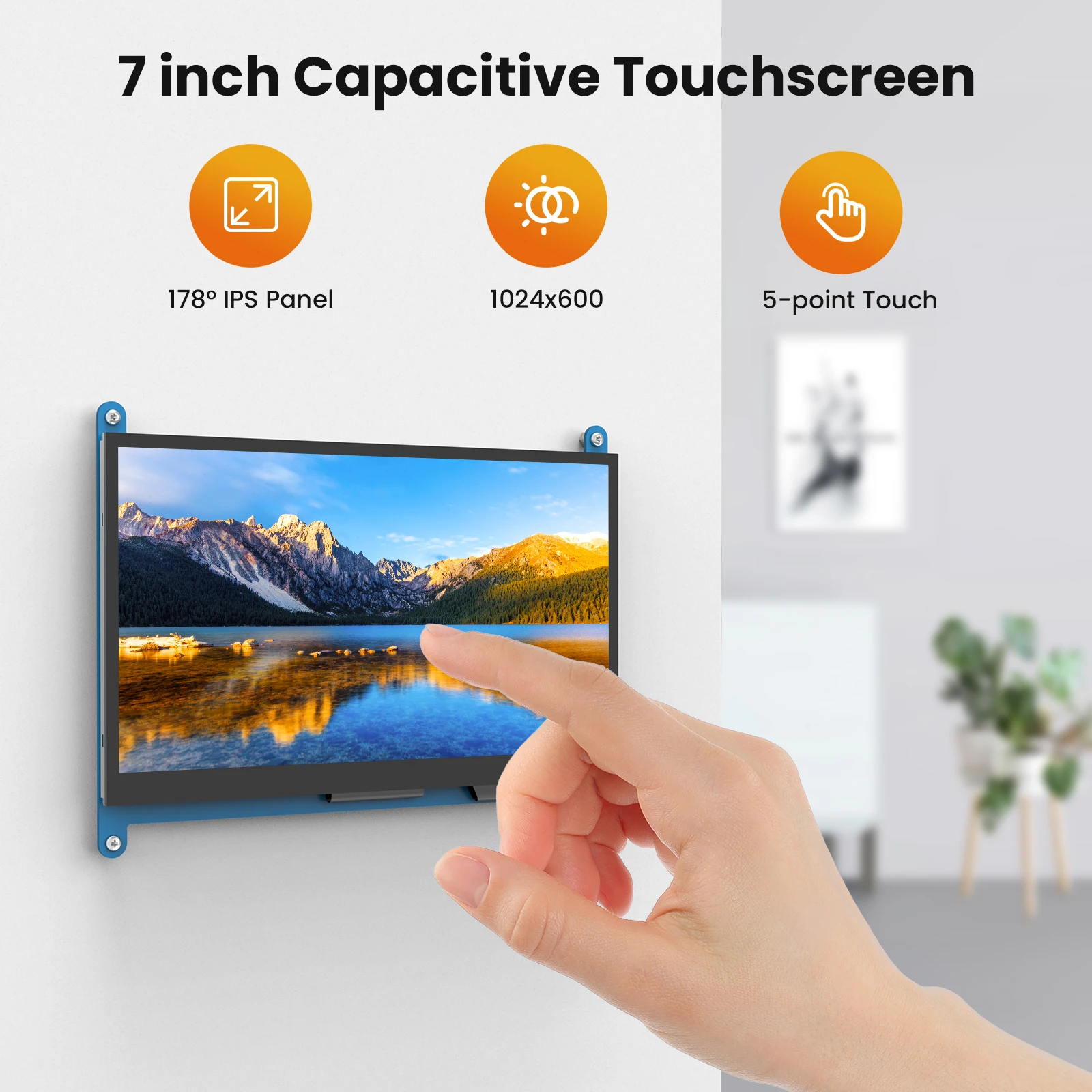 Miktver 7 Inch Capacitive Touchscreen Monitor 5-points 1024x600 HD IPS Display Support Raspberry Pi 4/3/2/1/B/B+/A+, Win 10/8/7