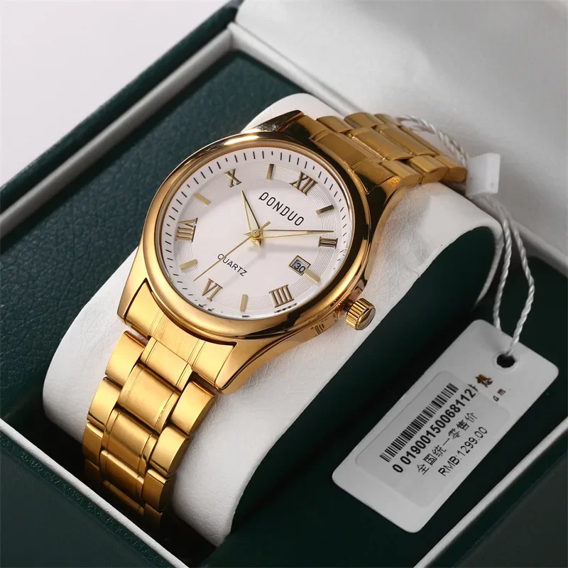 

Luxury Couple Men Women Quartz Watch Gold Black Calendar Dial Orologio Man Wristwatch Male Ladies Classic Clock Hombre Masculino