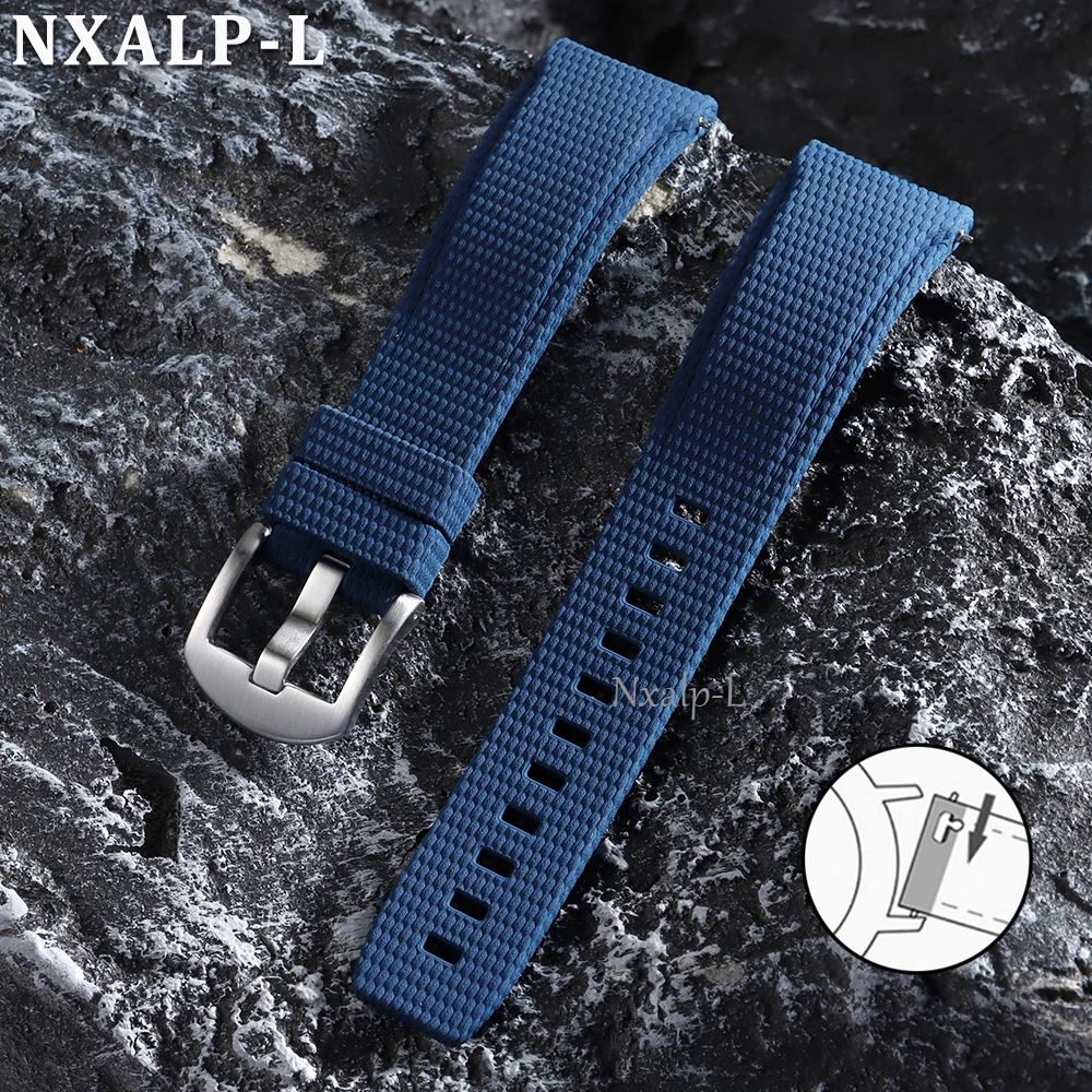 Premium Curved End Waterproof FKM Fluororubber Watch Strap with Quick Release - Available in 20mm, 21mm, 22mm Sizes