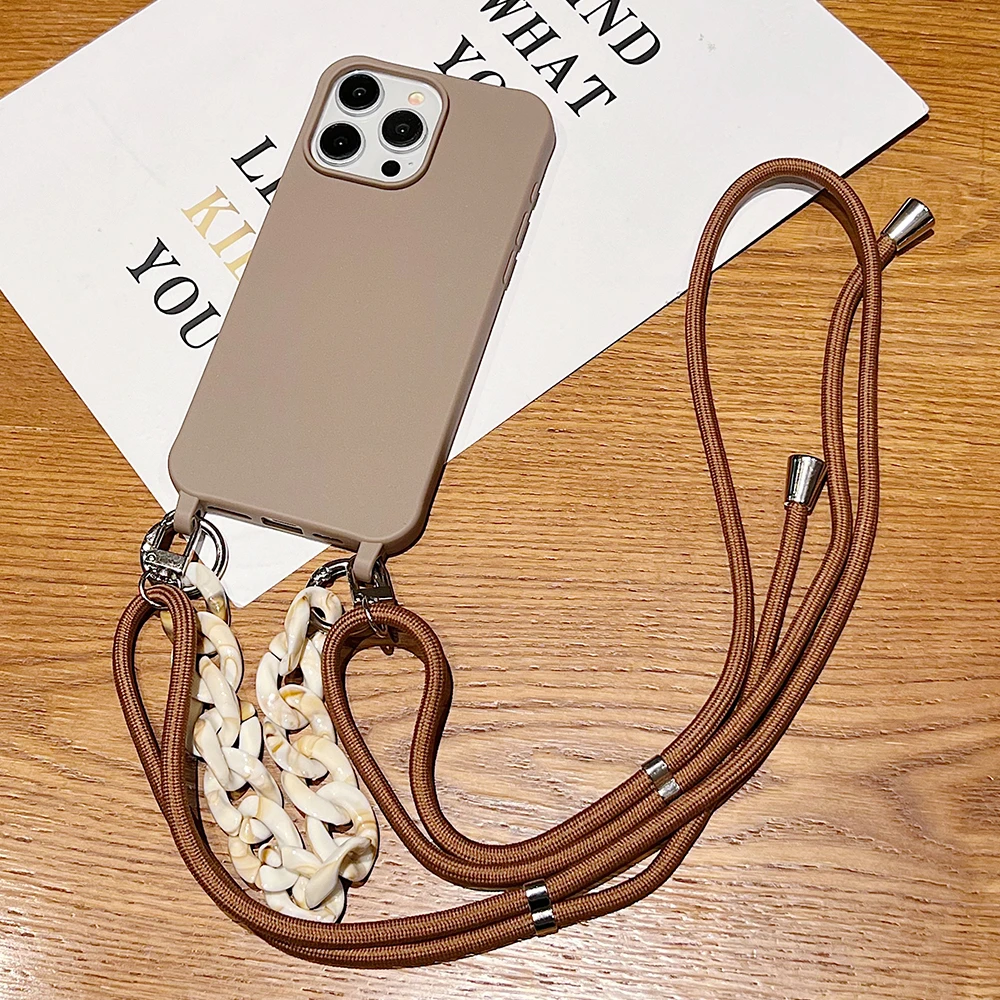 Elegant Crossbody Lanyard with Soft Acrylic Bracelet and Shockproof Silicone Case