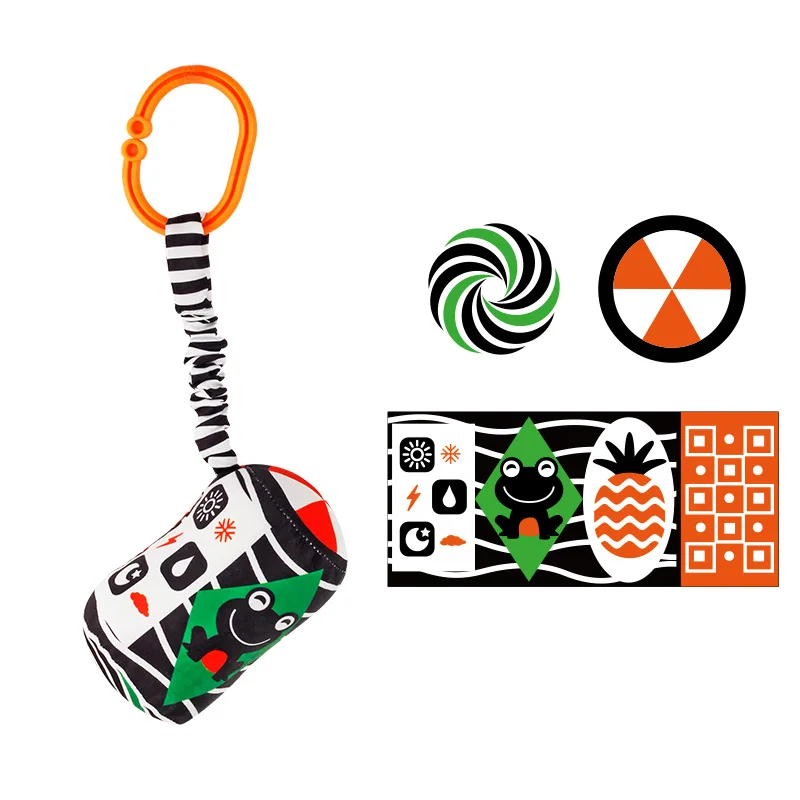 Sonajero colgante para cuna de bebé recién nacido, juguetes de desarrollo temprano para 0-12 meses, juguete educativo de aprendizaje en blanco y negro de alto contraste