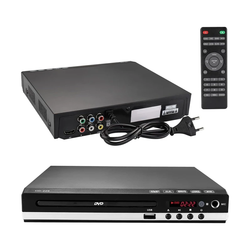 DVD Player 1080P High-defination Home DVD Player Box For TV DVD CD Discs Player AV Output Built-in MIC-port All Region Free