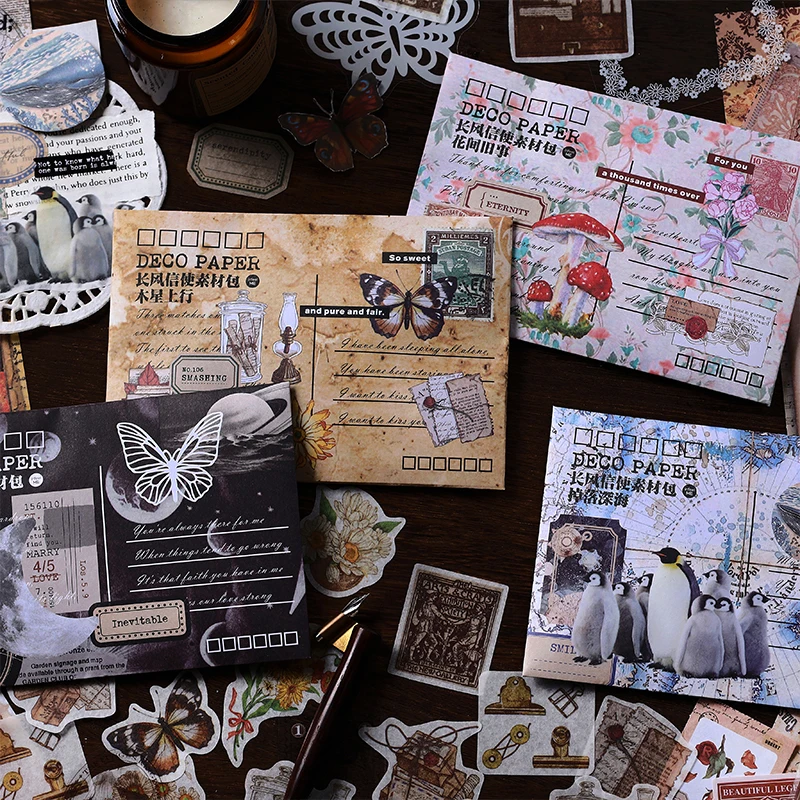 Vintage DIY material decorative stickers Scrapbooking Material handmade Diary Album Junk Journal Supplies 100 pcs