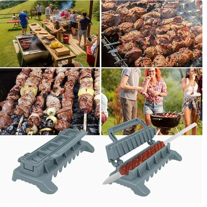 Single Row Kebab Maker Bbq Meat Skewer Machine Kebab Press Maker Reusable Plastic Bbq Skewer Preparation BBQ Tool barbecue skewers bbq grilling accessories kebab maker