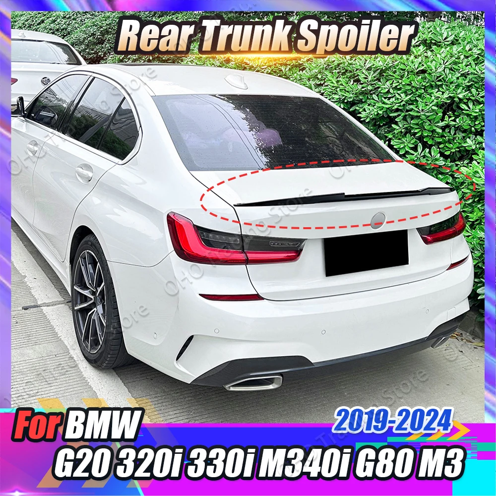 M4 스타일 자동차 리어 트렁크 루프 스포일러, BMW 3 시리즈 G20 G28 320i 325i 330i 2019-2024 테일 윙 바디 키트, 트렁크 뚜껑 외부 립