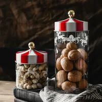Nordic Creative Carousel Sealed Jar Glass Snack Grain Candy Storage Jar 2