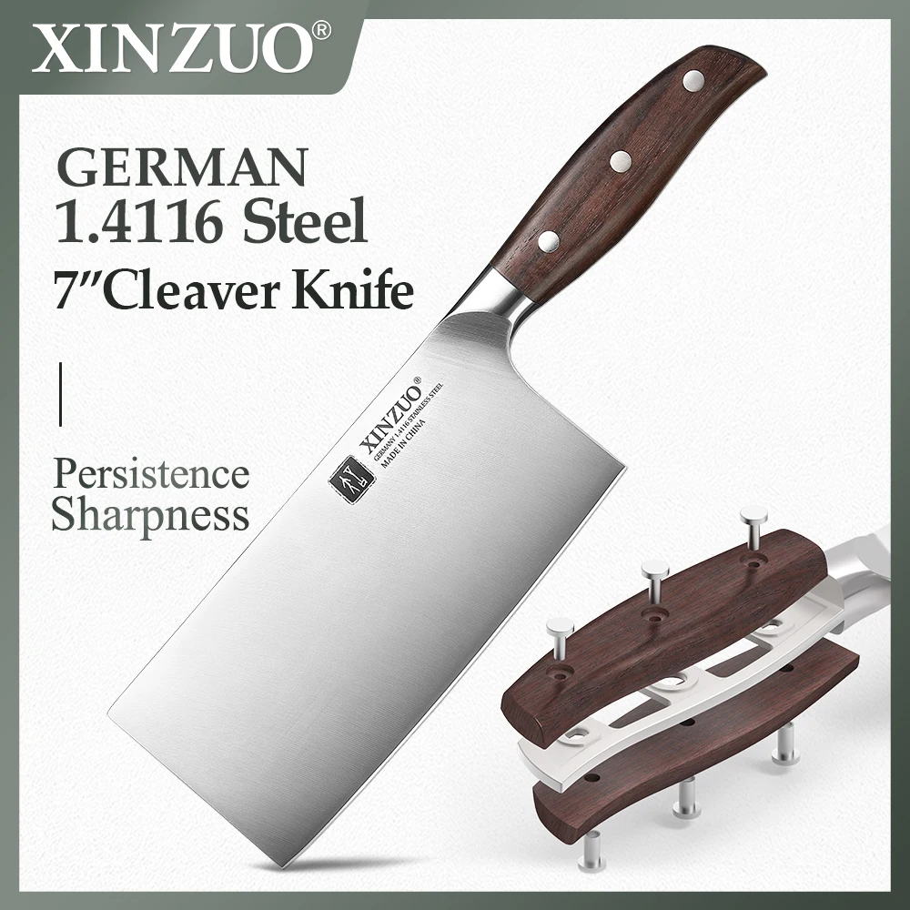 XINZUO7ChineseCleaverKnifeGerman14116SteelButchersCleaver
