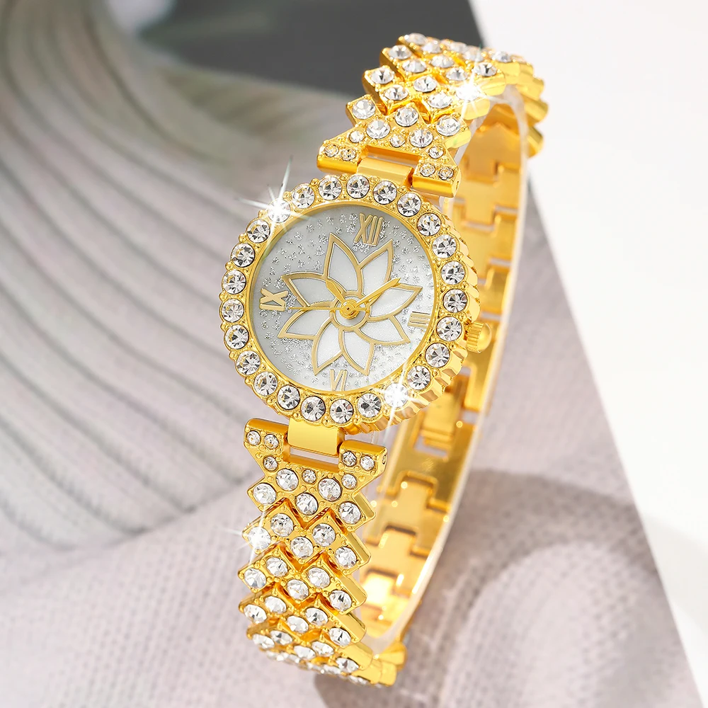 6pcs Women's Quartz Watch Fashion Casual round Pointer Quartz Watch and Necklace Ring Bracelet Earrings Set