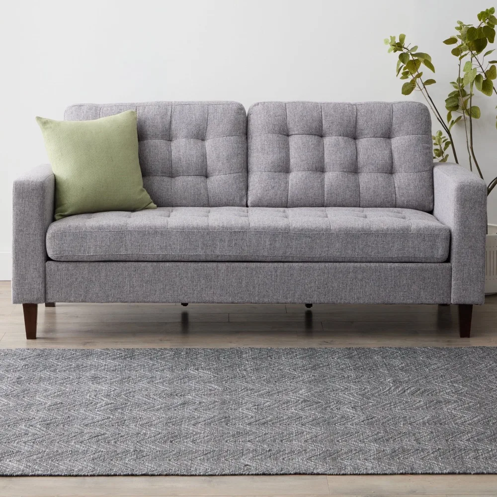 

Polyester Upholstered Sofa with Tufting, Living Room Gray Sofas