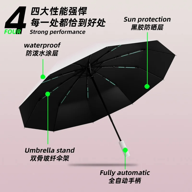 Fully automatic Sun umbrella UV protection dual-purpose Plastic Men's Parasol