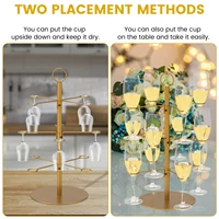 Cocktail Tree Stand 3 Tiers Champagne Display Stand 12 Holder Wine Glass Display Stand Metal Cocktail Tower Stand Cocktail Stand 2