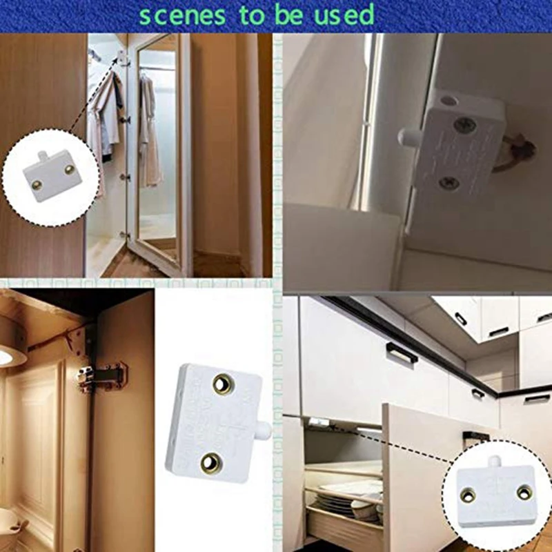Cabinet Door Switch Cabinet Lamp Switch 4 Pcs Drawers Open on Close Door Applicable to 12V 24V 110V