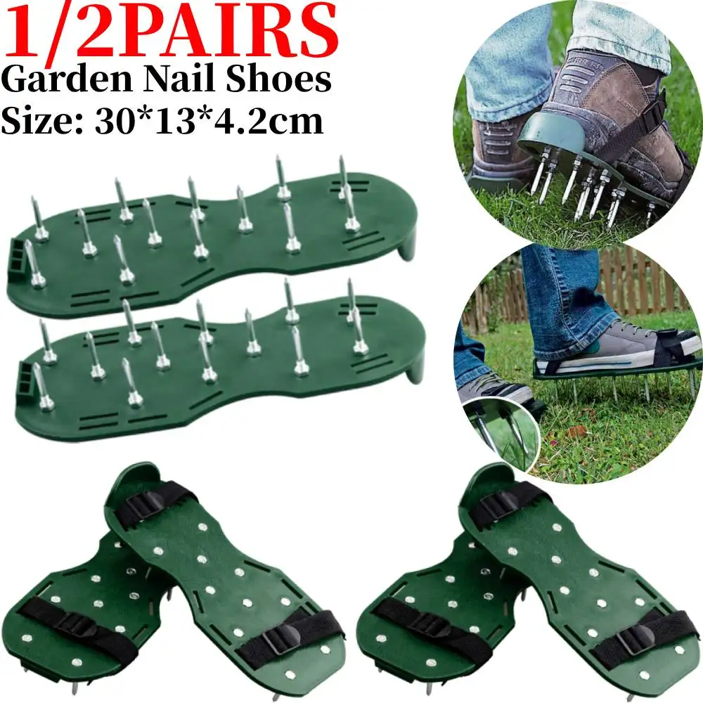 Garden Nail Shoes Grass Loose Soil Cultivator Spikes Grass Shoes Epoxy Yard Cultivator Lawn Aerator Sandals Gardening Tool,garden lawn aerator shoes,garden nail shoes