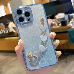 Love Heart Bracelet Phone Case with Chain & Glitter - Soft Silicone Cover for Nova 6 (5G) (4)