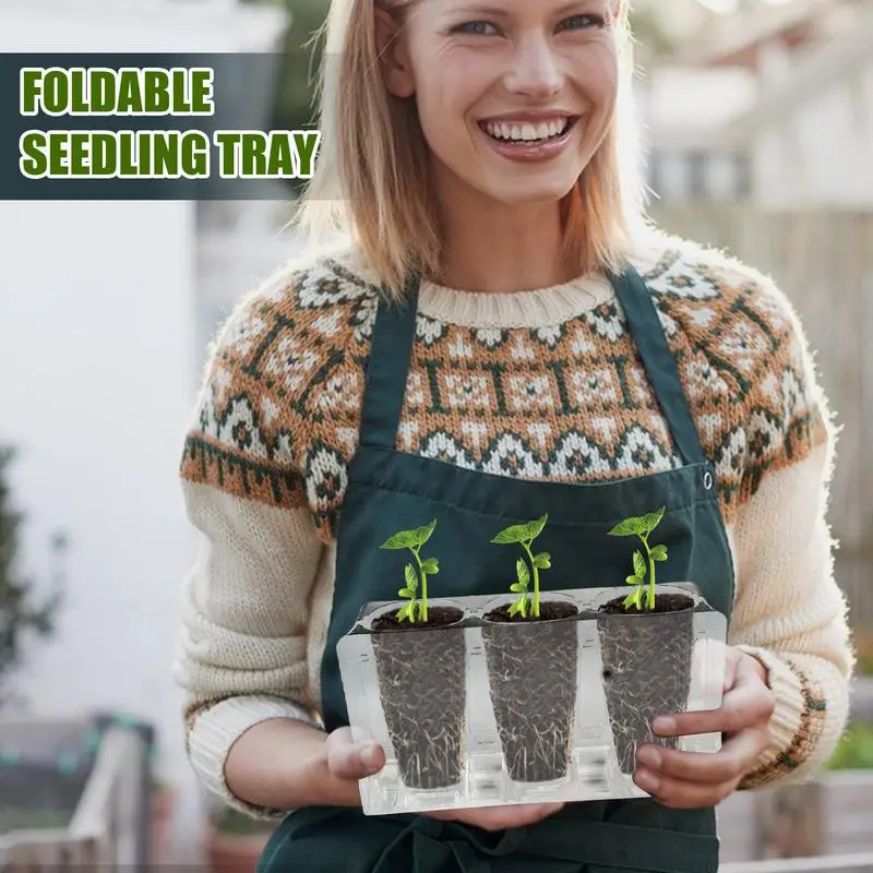Seedling Tray Growing Plant Starter With Drain Hole Multi-Functional High Strength Outdoor Gardening Tools For Greenhouse Home