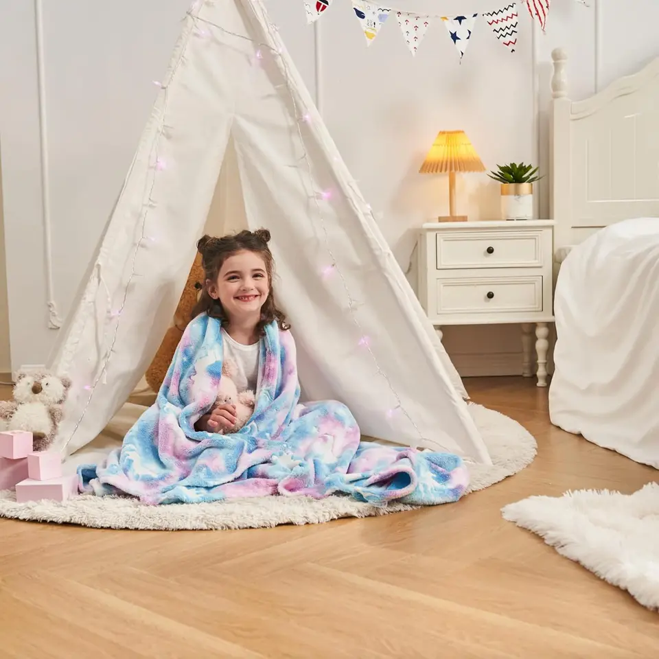 1 coperta con unicorno che si illumina al buio per ragazze – morbida coperta in morbido pile rosa. Grandi regali di Natale, compleanno, neonati e bambini con unicorno!  15