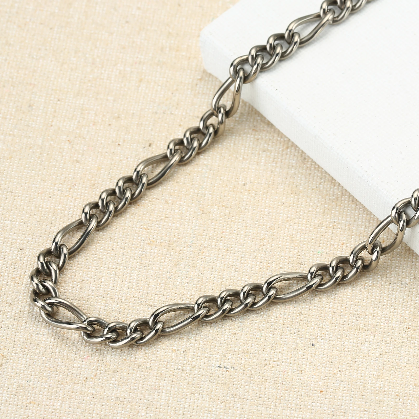 7mm Classic Men Women Curb Necklace Pure Titanium Hypoallergenic Link Chain Silver Color 22", 24" 4