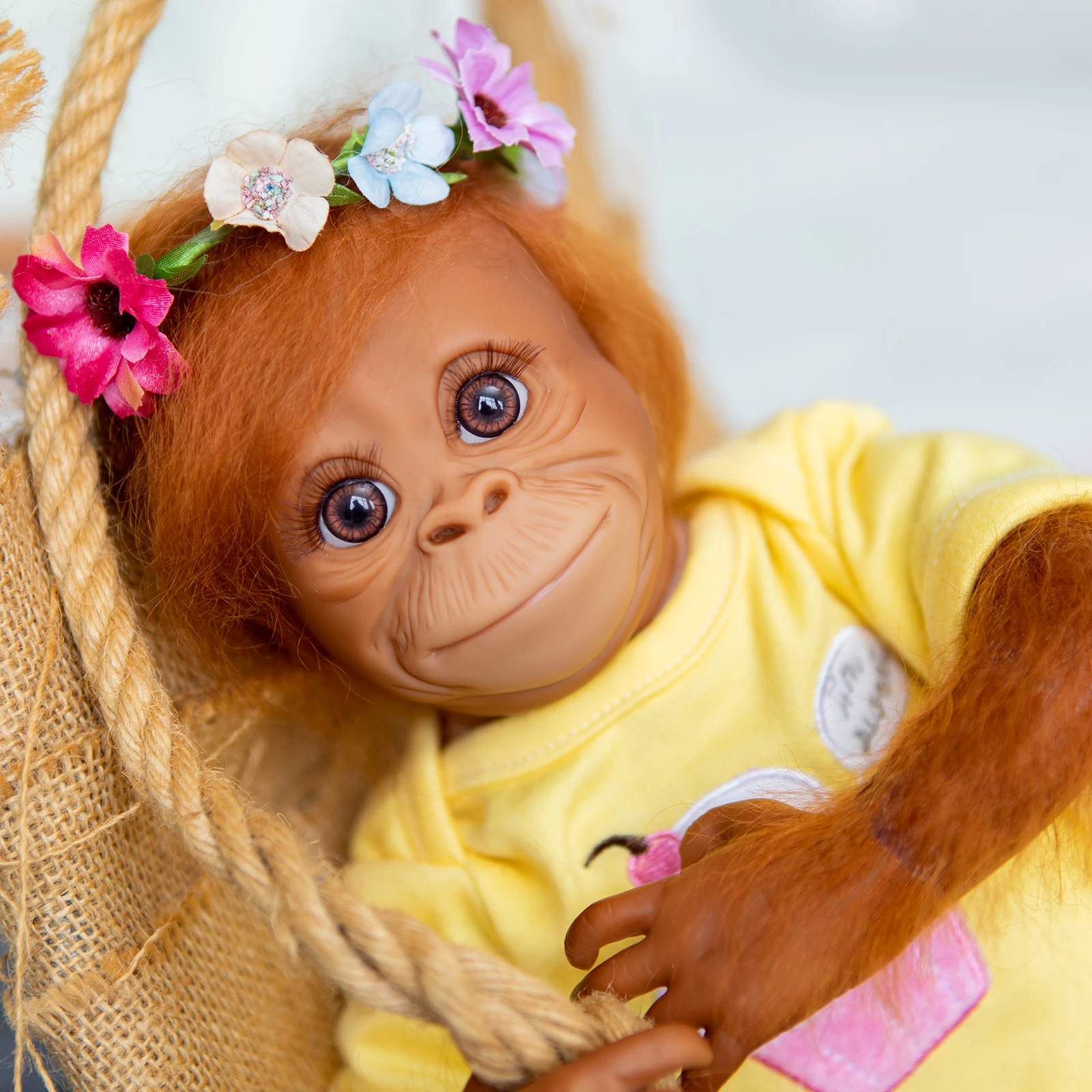 

Monkey Reborn Baby Doll 45CM Cute Plush Orangutans Lifelike Soft Touch Cuddly Soft Body Doll Collectible Art Gifts for Adults