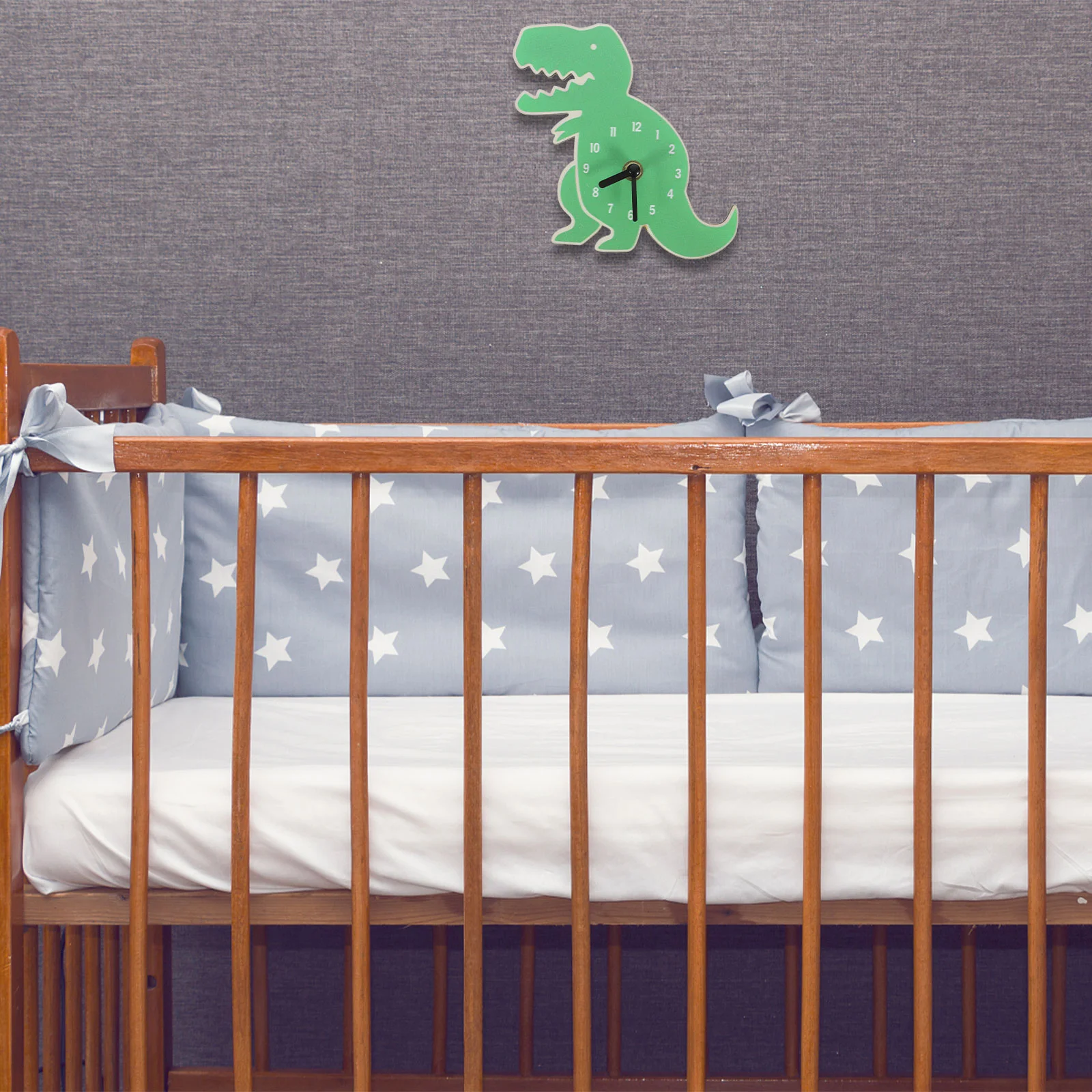 Mini Silent Green Dinosaur Clock Wall Hanging Clock Kids Room Decor Household Office Bedroom Cartoon Wall