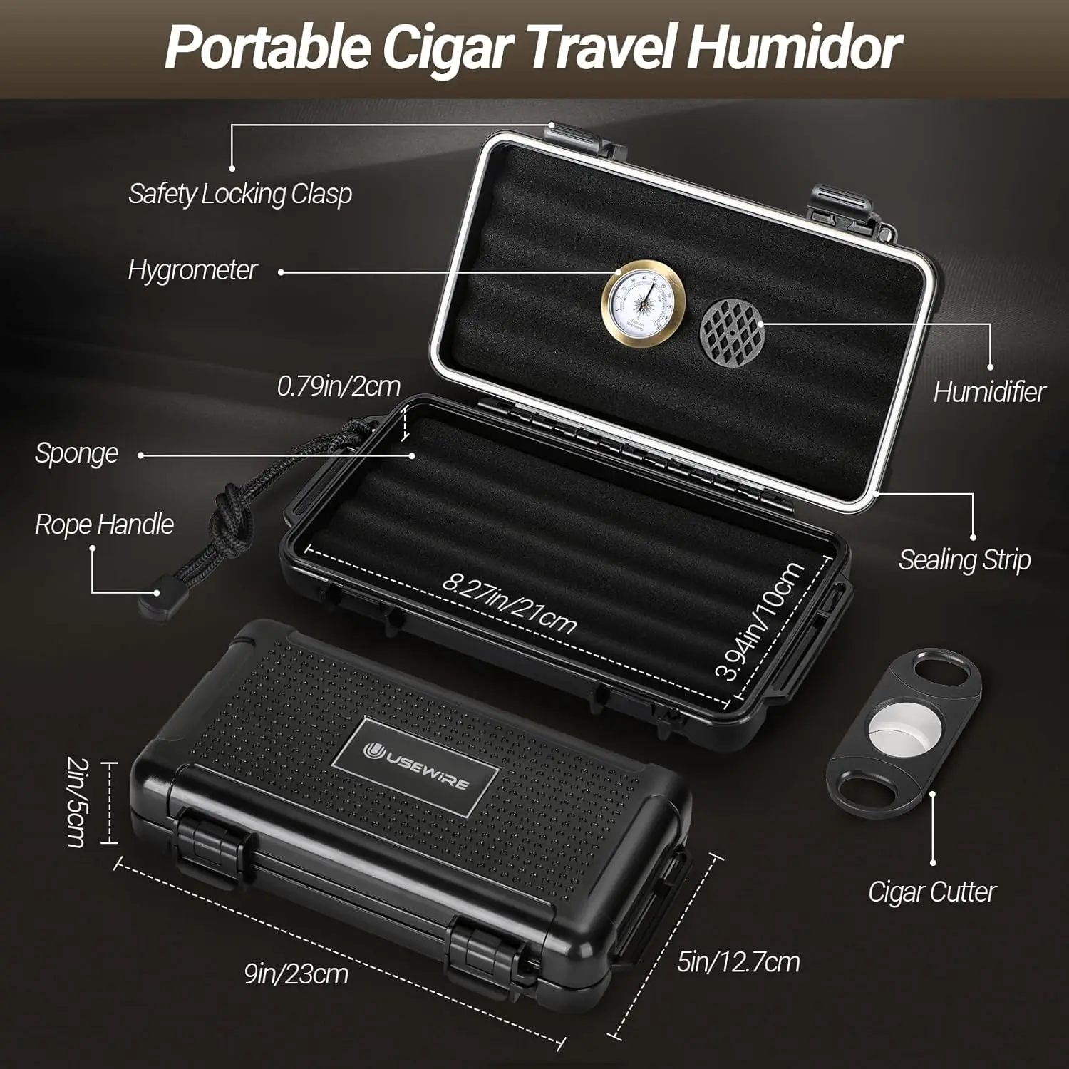 Portable Cigar Humidor Travel Set with Accessories