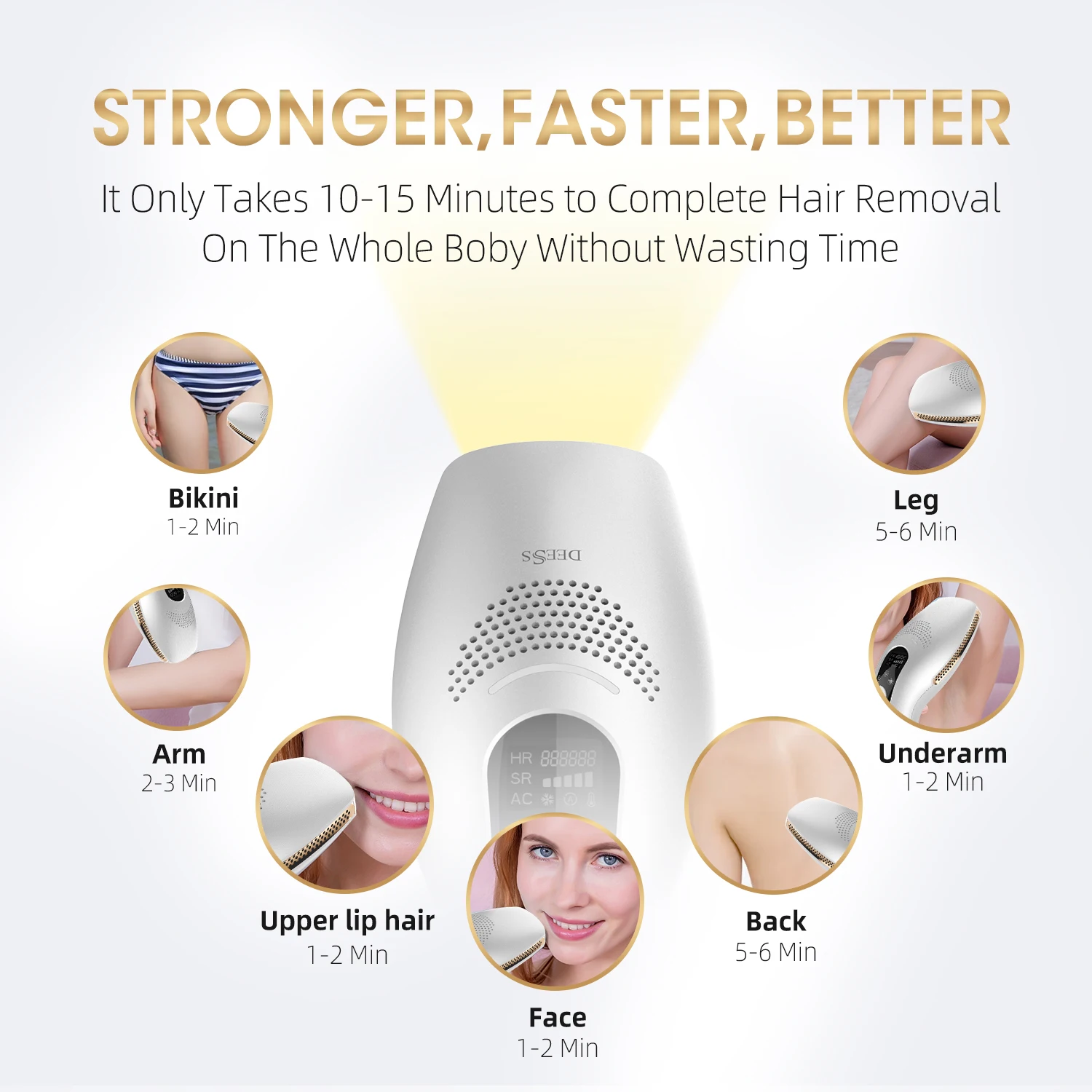 DEESS GP590 PLUS 3in1 Laser Epilator Hair Removal Permanent 0.9s Painless Cool Ipl Laser Hair Removal Machine Unlimited Flashes 6