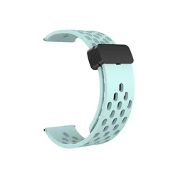 Magnetic Silicone Smartwatch Strap - 22mm/20mm Adjustable Band in Multiple Colors for 22mm (Emerald Green)