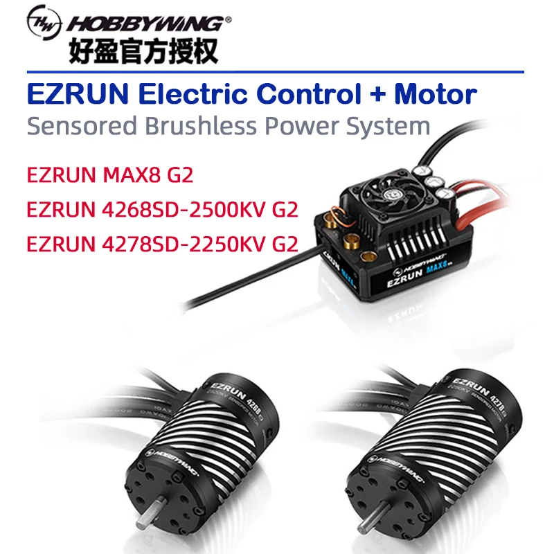 

Hobbywing EZRUN MAX8 G2 160A 3-6S Waterproof Sensored Brushless ESC 4278SD 2250KV 4268SD 2500KV Inductive Brushless Motor SET