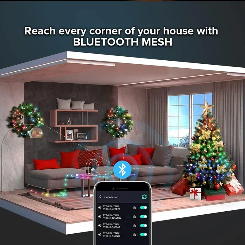 Bluetooth-Controlled LED Fairy Lights - Color-Changing String Lights for Indoor and Outdoor Decor