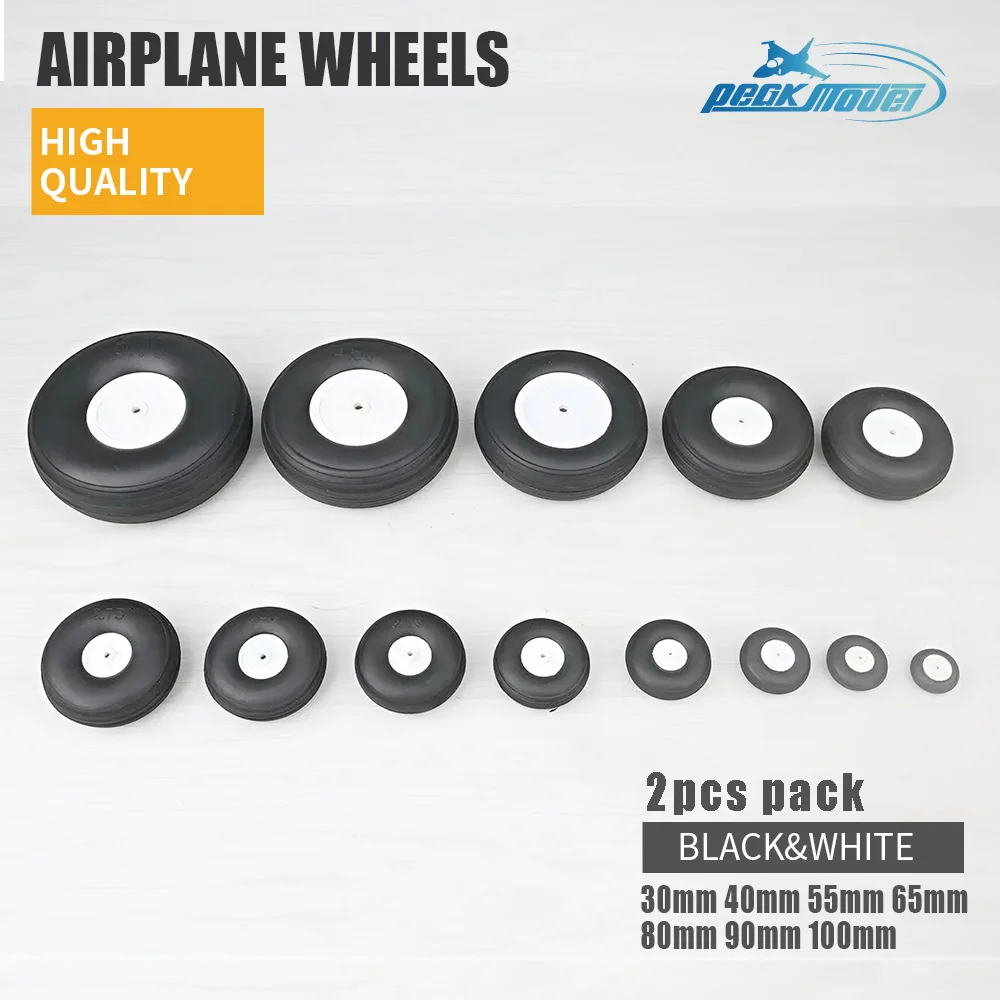 2-teiliges hochwertiges Flugzeug-Räder-Set – Schwammräder in mehreren Größen (30 mm–100 mm) für einen glatten Flug