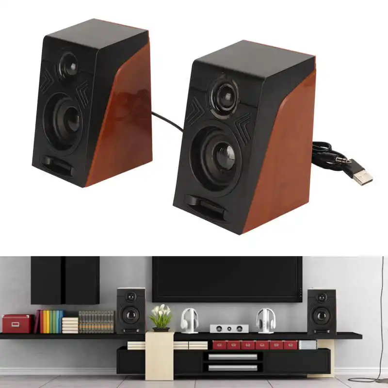 PC Speakers HiFi Deep Bass Adjustable Volume Plug and Play Desktop Speakers for TVs Computers Laptops Phones