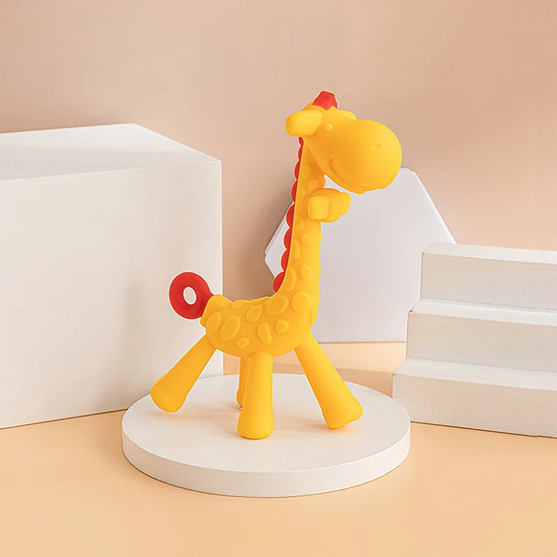 Silicone Teething Toys 1 Pcs Baby Teether Toys Training Grip Strength Baby Chewing Toy Cute Giraffe Silicone Newborn Health Molar Chewing Accessories
