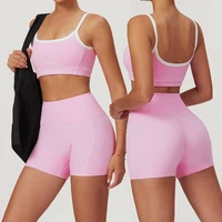 Yoga Set Women Sport Bra Gym Workout Legging High Waist Wide Flare Pant Fitness Sports Shorts Active Wear Suit - Image 5