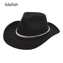 

lidafish Men's Women's Western Cowboy Hat Winter Autumn Curled Edge Felt Jazz Cowgirl Hats Cloche Church Sombrero Cap